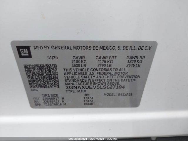 Photo 8 VIN: 3GNAXUEV5LS627194 - CHEVROLET EQUINOX 