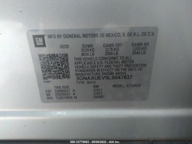 Photo 8 VIN: 3GNAXUEV5LS647817 - CHEVROLET EQUINOX 