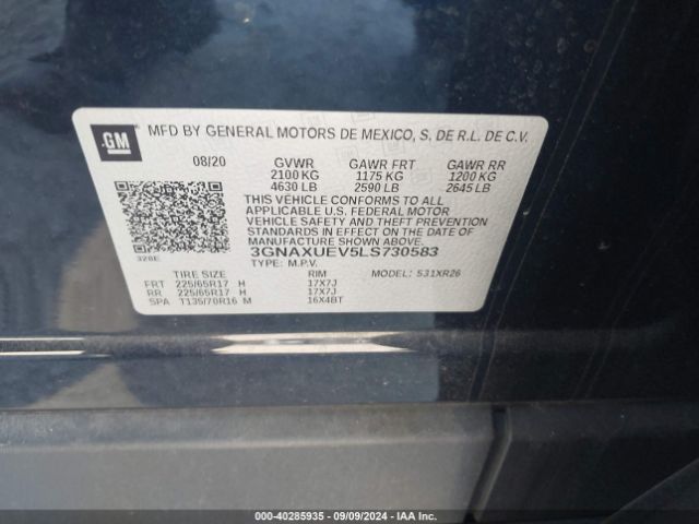 Photo 8 VIN: 3GNAXUEV5LS730583 - CHEVROLET EQUINOX 