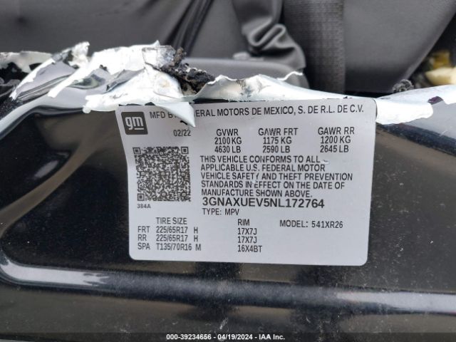 Photo 8 VIN: 3GNAXUEV5NL172764 - CHEVROLET EQUINOX 