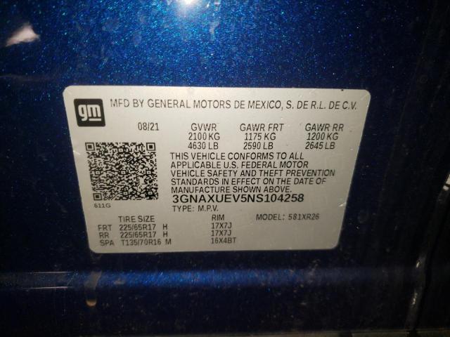 Photo 9 VIN: 3GNAXUEV5NS104258 - CHEVROLET EQUINOX LT 