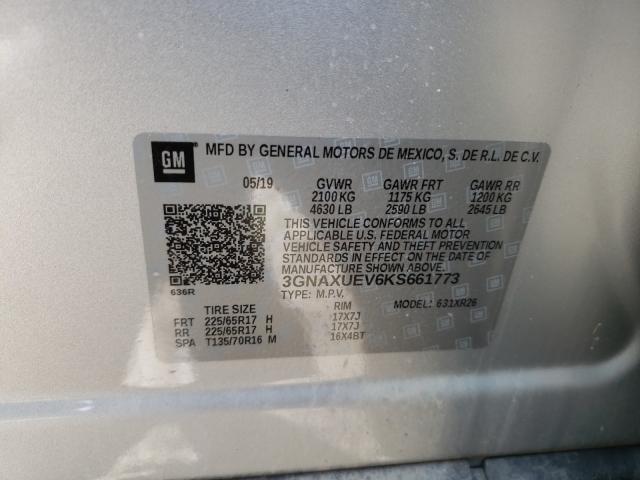 Photo 9 VIN: 3GNAXUEV6KS661773 - CHEVROLET EQUINOX LT 