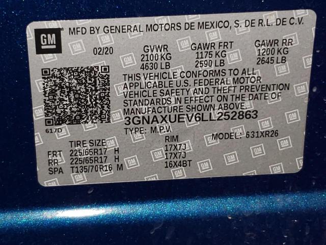 Photo 9 VIN: 3GNAXUEV6LL252863 - CHEVROLET EQUINOX LT 