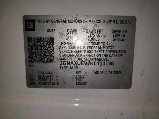 Photo 9 VIN: 3GNAXUEV7KL133136 - CHEVROLET EQUINOX LT 