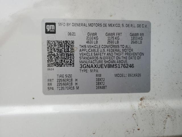 Photo 12 VIN: 3GNAXUEV8MS176246 - CHEVROLET EQUINOX LT 