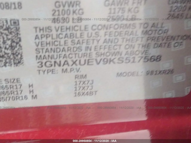 Photo 8 VIN: 3GNAXUEV9KS517568 - CHEVROLET EQUINOX 