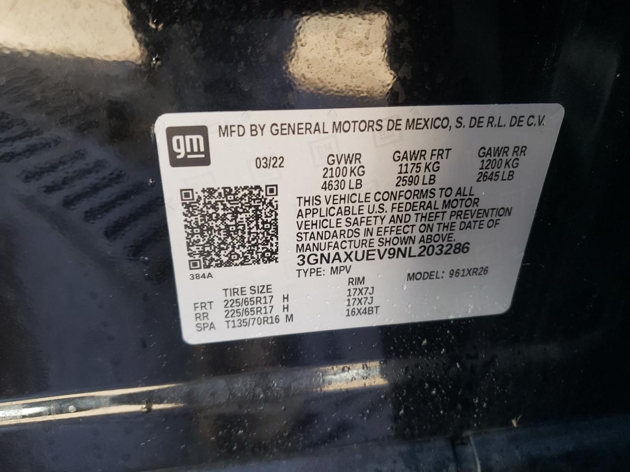 Photo 12 VIN: 3GNAXUEV9NL203286 - CHEVROLET EQUINOX 