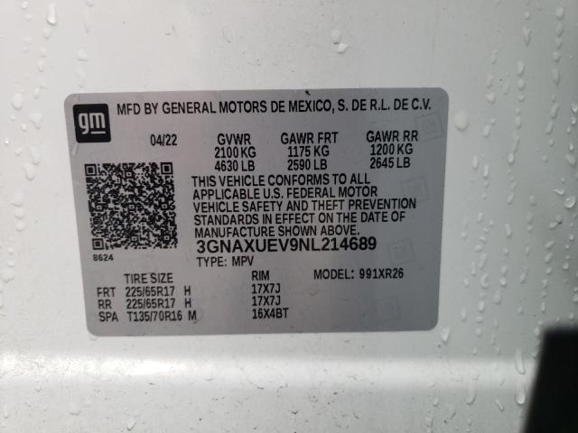 Photo 9 VIN: 3GNAXUEV9NL214689 - CHEVROLET EQUINOX LT 