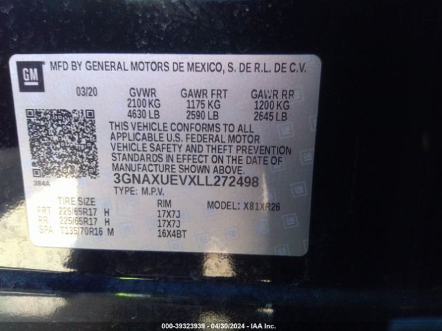 Photo 8 VIN: 3GNAXUEVXLL272498 - CHEVROLET EQUINOX 