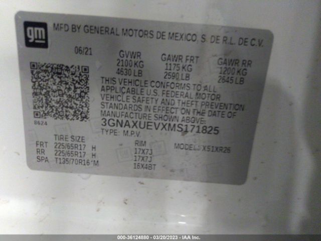 Photo 8 VIN: 3GNAXUEVXMS171825 - CHEVROLET EQUINOX 