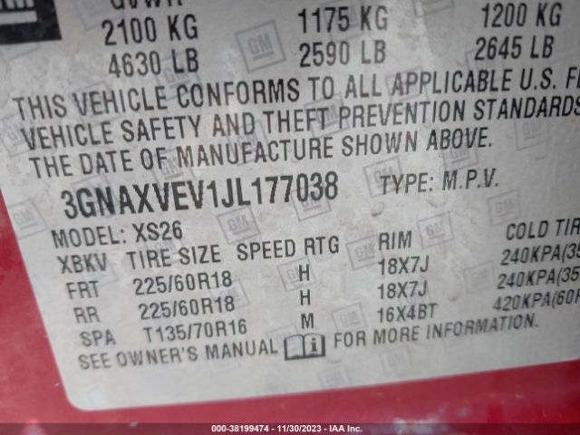 Photo 8 VIN: 3GNAXVEV1JL177038 - CHEVROLET EQUINOX 