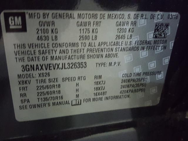 Photo 9 VIN: 3GNAXVEVXJL326353 - CHEVROLET EQUINOX PR 