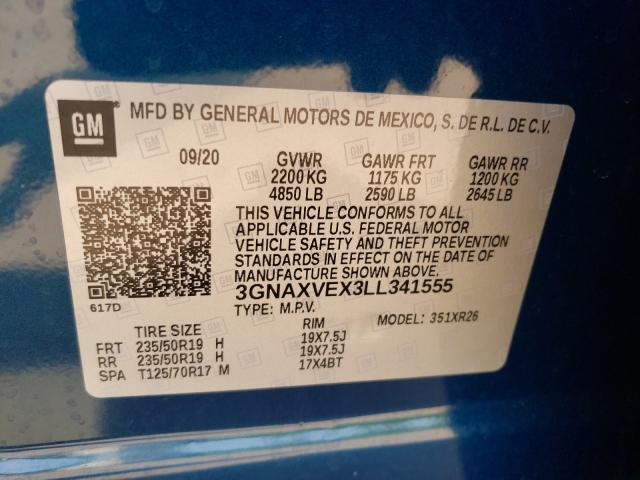 Photo 9 VIN: 3GNAXVEX3LL341555 - CHEVROLET EQUINOX LT 