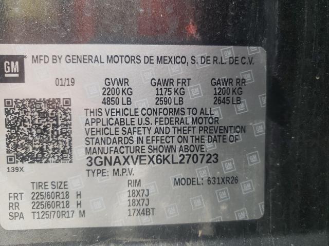 Photo 9 VIN: 3GNAXVEX6KL270723 - CHEVROLET EQUINOX LT 