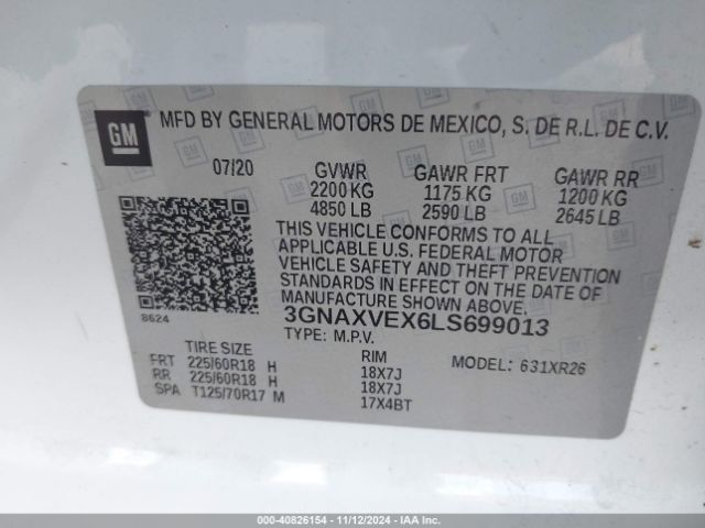 Photo 8 VIN: 3GNAXVEX6LS699013 - CHEVROLET EQUINOX 