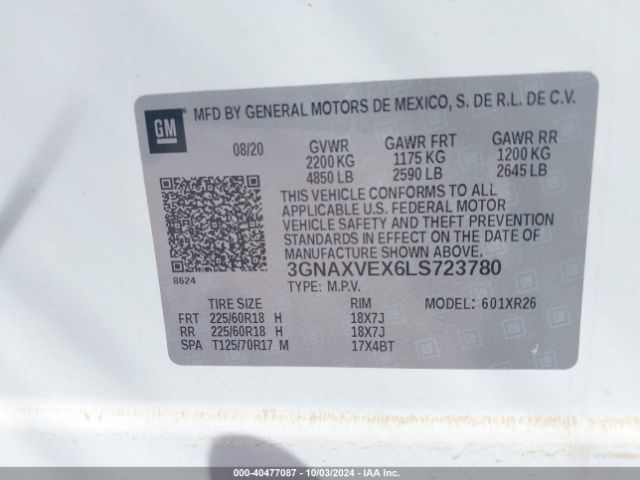 Photo 8 VIN: 3GNAXVEX6LS723780 - CHEVROLET EQUINOX 