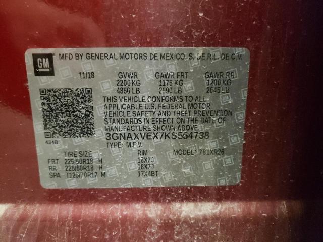 Photo 12 VIN: 3GNAXVEX7KS554738 - CHEVROLET EQUINOX LT 