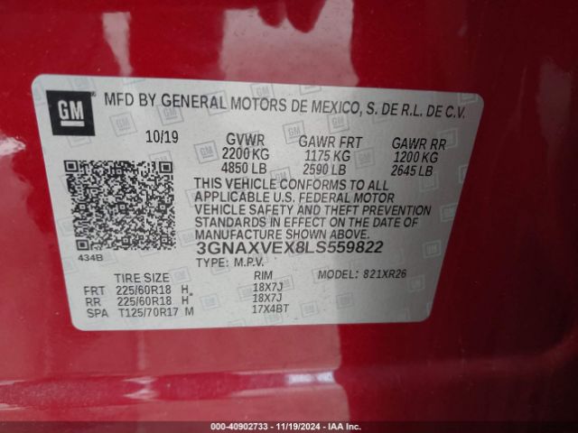 Photo 8 VIN: 3GNAXVEX8LS559822 - CHEVROLET EQUINOX 