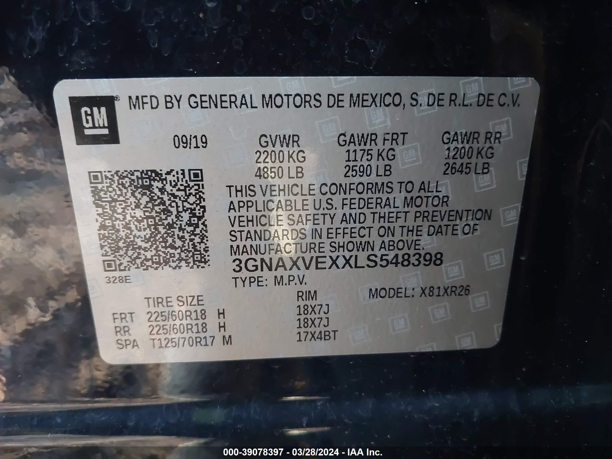 Photo 8 VIN: 3GNAXVEXXLS548398 - CHEVROLET EQUINOX 