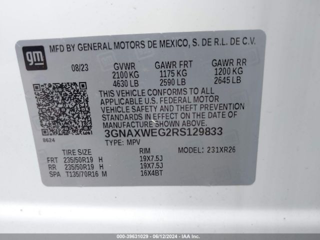 Photo 8 VIN: 3GNAXWEG2RS129833 - CHEVROLET EQUINOX 