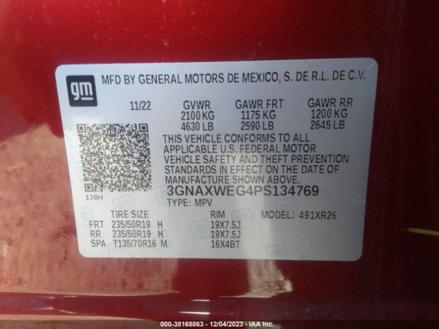 Photo 8 VIN: 3GNAXWEG4PS134769 - CHEVROLET EQUINOX 