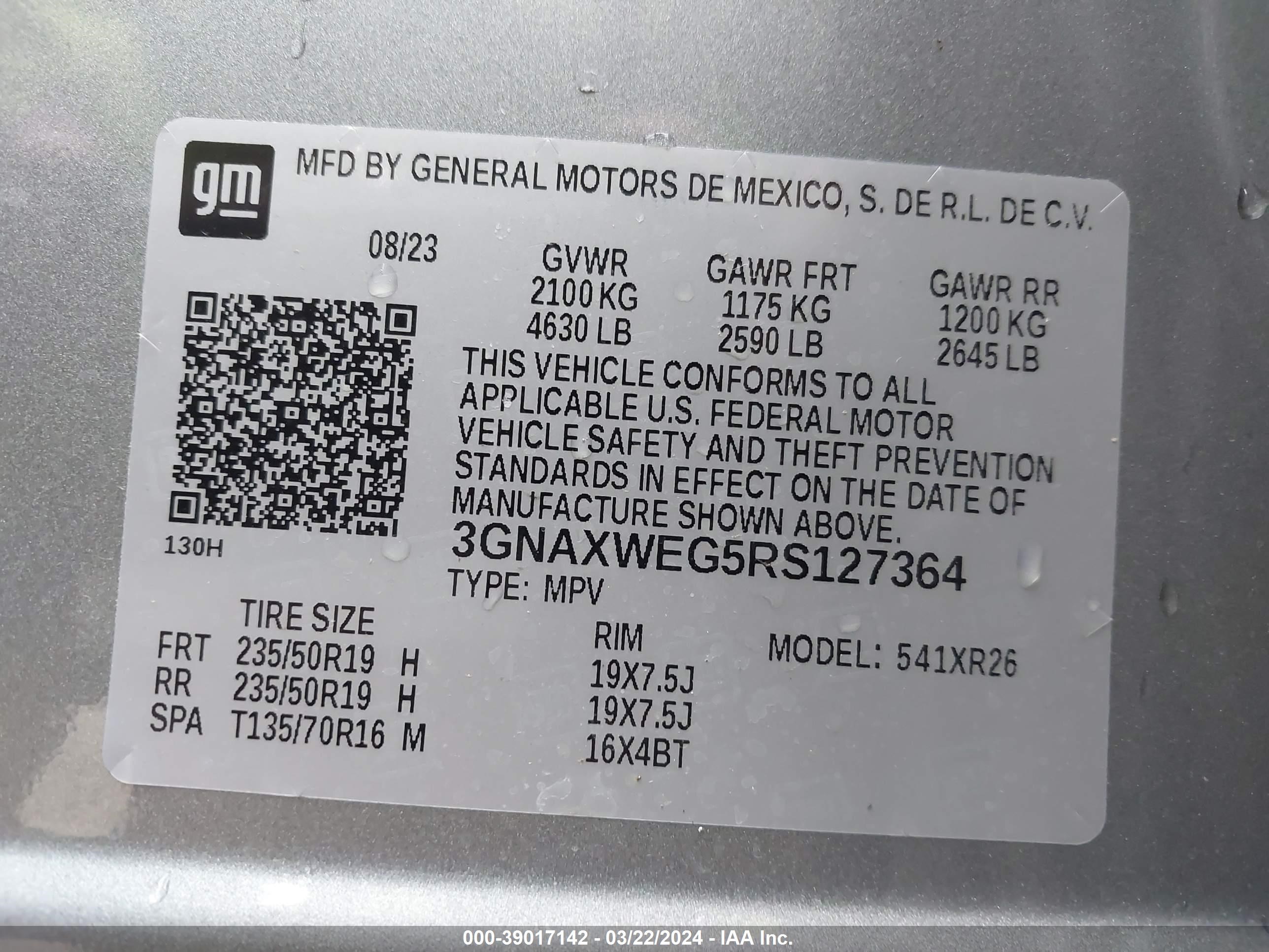 Photo 8 VIN: 3GNAXWEG5RS127364 - CHEVROLET EQUINOX 