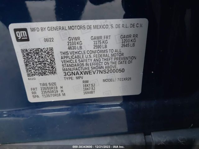 Photo 8 VIN: 3GNAXWEV7NS200050 - CHEVROLET EQUINOX 