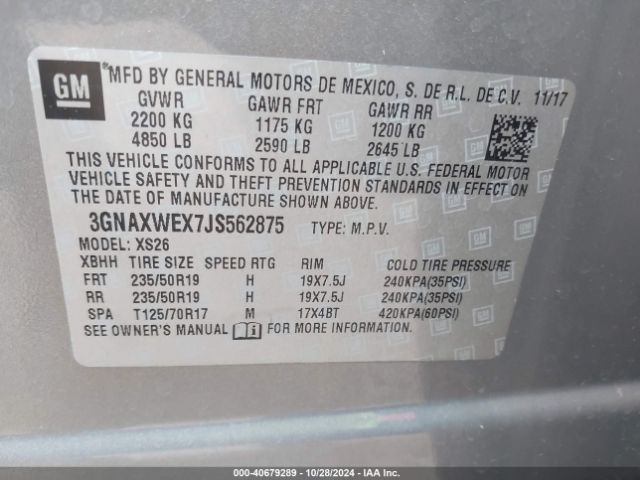 Photo 8 VIN: 3GNAXWEX7JS562875 - CHEVROLET EQUINOX 