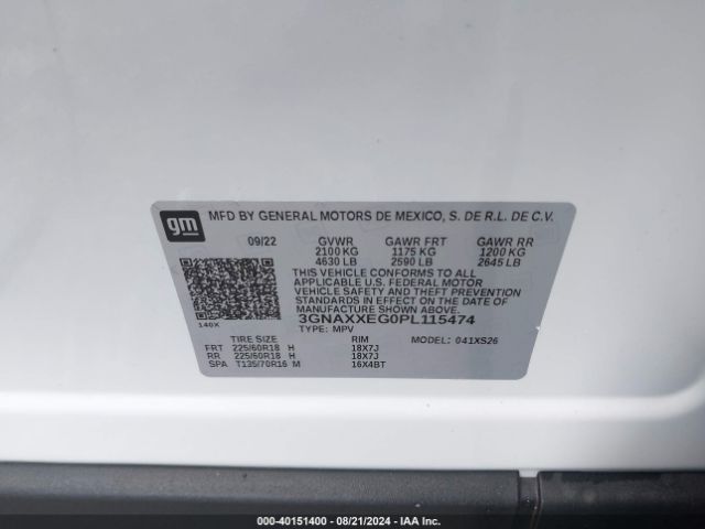 Photo 8 VIN: 3GNAXXEG0PL115474 - CHEVROLET EQUINOX 