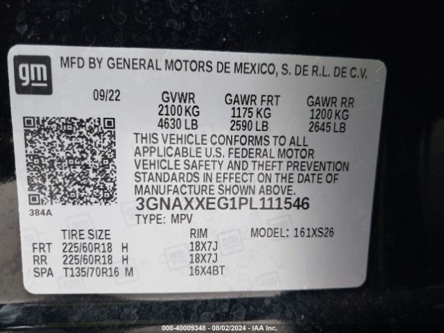 Photo 8 VIN: 3GNAXXEG1PL111546 - CHEVROLET EQUINOX 