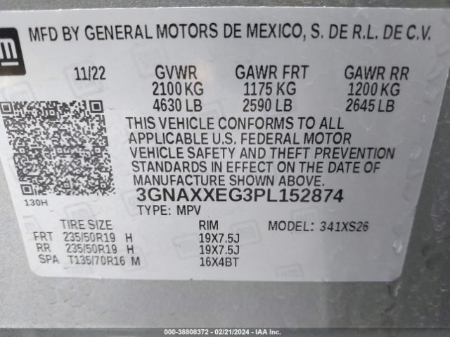 Photo 8 VIN: 3GNAXXEG3PL152874 - CHEVROLET EQUINOX 