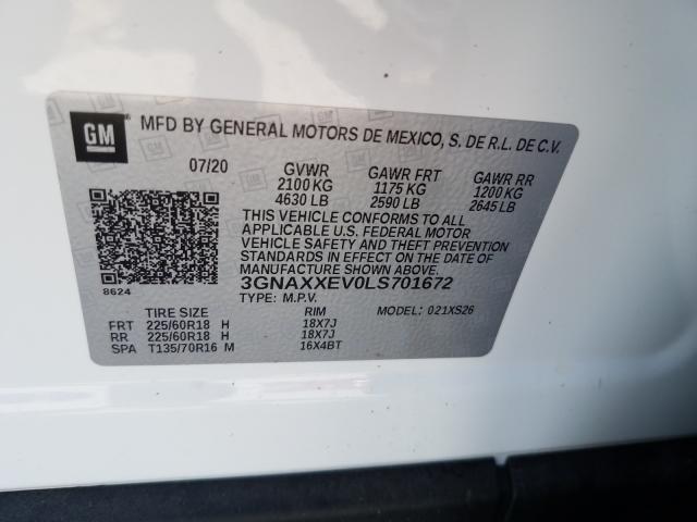 Photo 9 VIN: 3GNAXXEV0LS701672 - CHEVROLET EQUINOX PR 