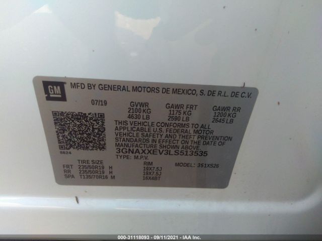 Photo 8 VIN: 3GNAXXEV3LS513535 - CHEVROLET EQUINOX 