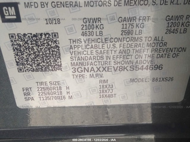 Photo 8 VIN: 3GNAXXEV8KS544696 - CHEVROLET EQUINOX 