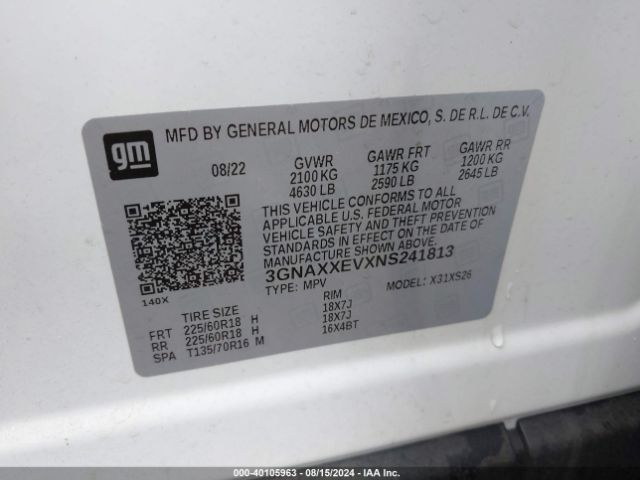 Photo 8 VIN: 3GNAXXEVXNS241813 - CHEVROLET EQUINOX 