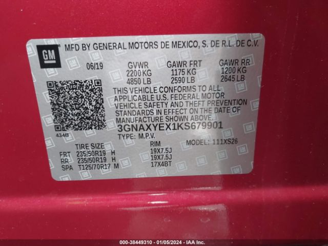 Photo 8 VIN: 3GNAXYEX1KS679901 - CHEVROLET EQUINOX 