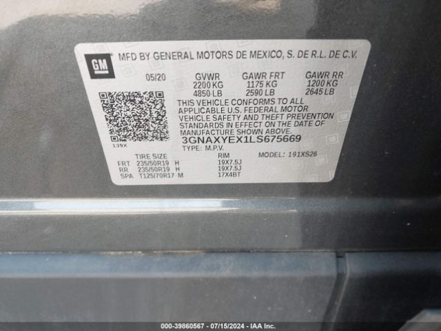 Photo 8 VIN: 3GNAXYEX1LS675669 - CHEVROLET EQUINOX 