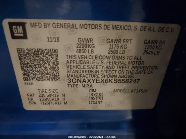 Photo 8 VIN: 3GNAXYEX6KS558247 - CHEVROLET EQUINOX 