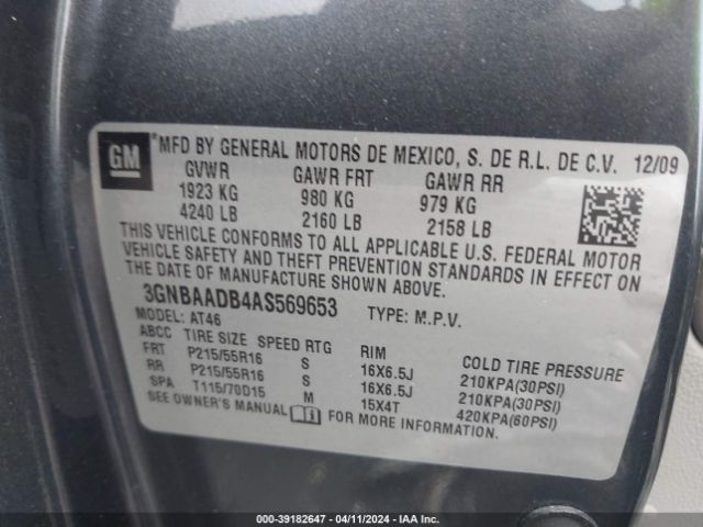 Photo 8 VIN: 3GNBAADB4AS569653 - CHEVROLET HHR 