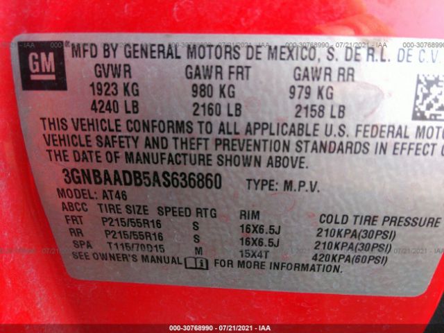 Photo 8 VIN: 3GNBAADB5AS636860 - CHEVROLET HHR 