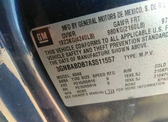 Photo 8 VIN: 3GNBABDB7AS511557 - CHEVROLET HHR 