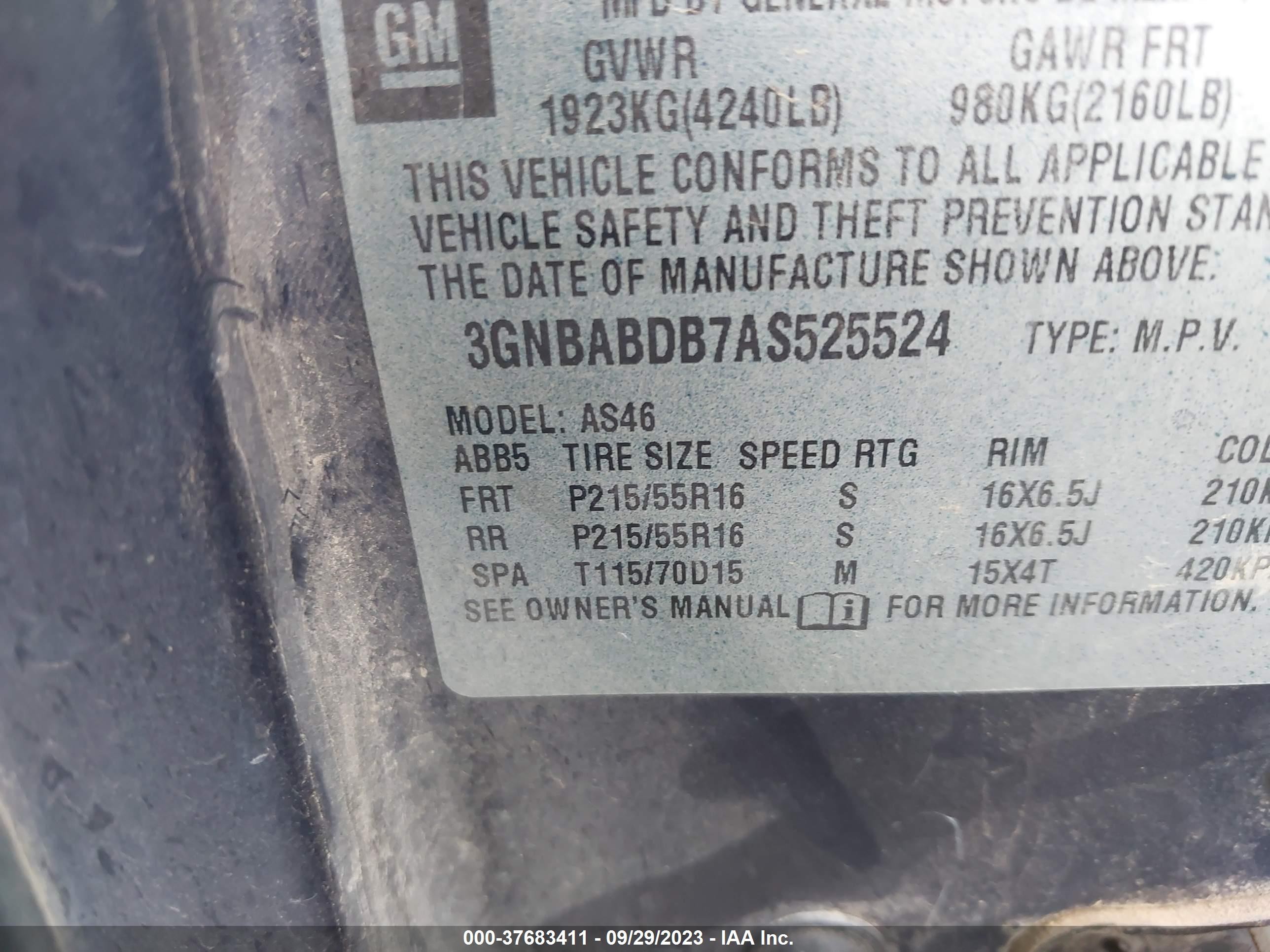 Photo 8 VIN: 3GNBABDB7AS525524 - CHEVROLET HHR 