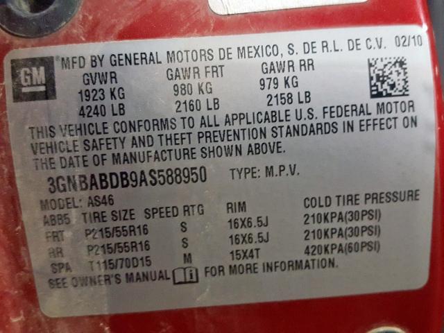 Photo 9 VIN: 3GNBABDB9AS588950 - CHEVROLET HHR LT 