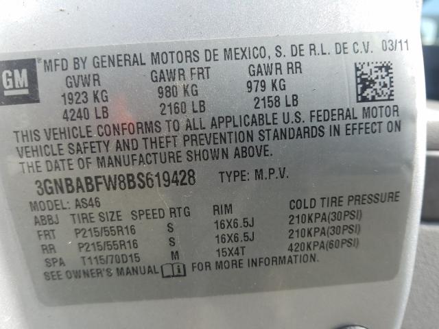 Photo 9 VIN: 3GNBABFW8BS619428 - CHEVROLET HHR LT 