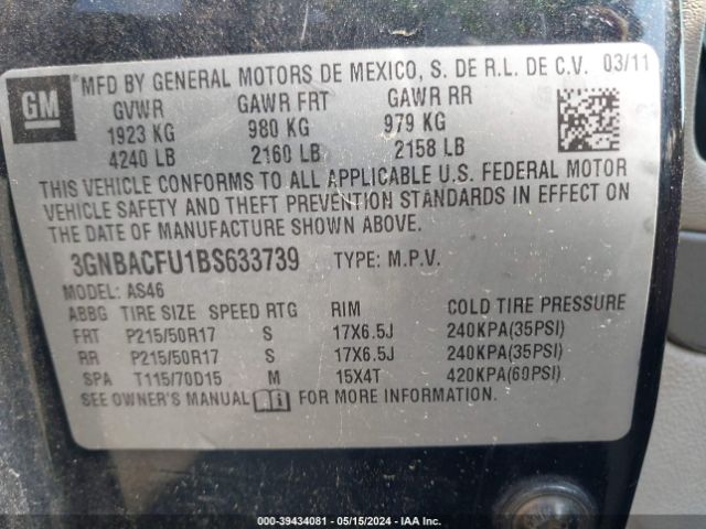 Photo 8 VIN: 3GNBACFU1BS633739 - CHEVROLET HHR 