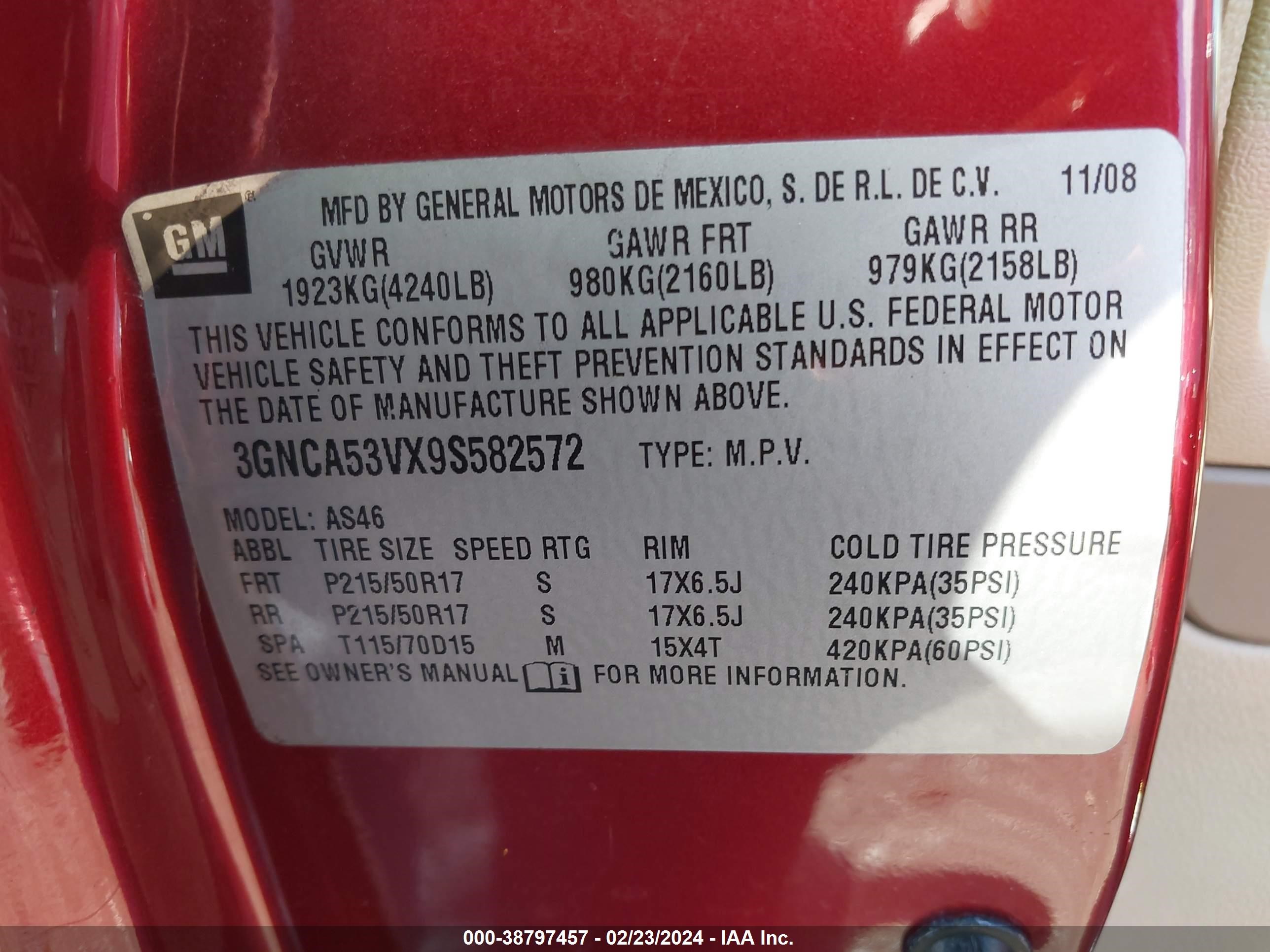 Photo 8 VIN: 3GNCA53VX9S582572 - CHEVROLET HHR 