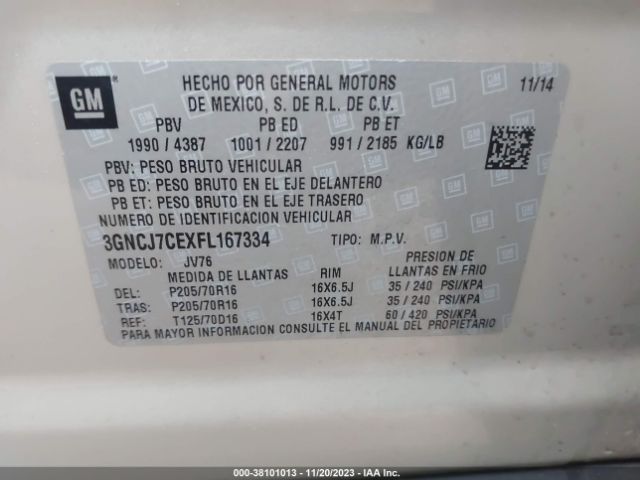 Photo 8 VIN: 3GNCJ7CEXFL167334 - CHEVROLET TRAX 