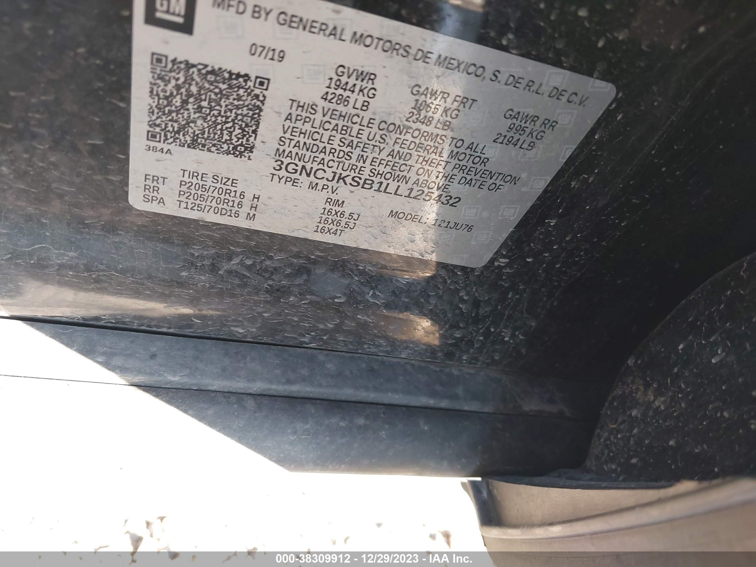 Photo 8 VIN: 3GNCJKSB1LL125432 - CHEVROLET TRAX 