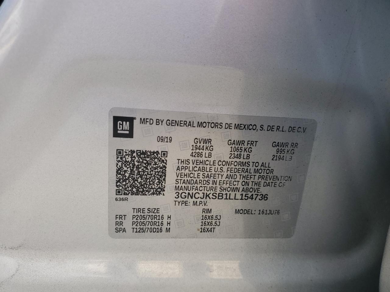 Photo 12 VIN: 3GNCJKSB1LL154736 - CHEVROLET TRAX 