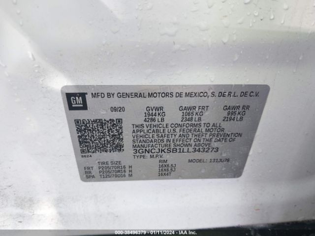 Photo 8 VIN: 3GNCJKSB1LL343273 - CHEVROLET TRAX 